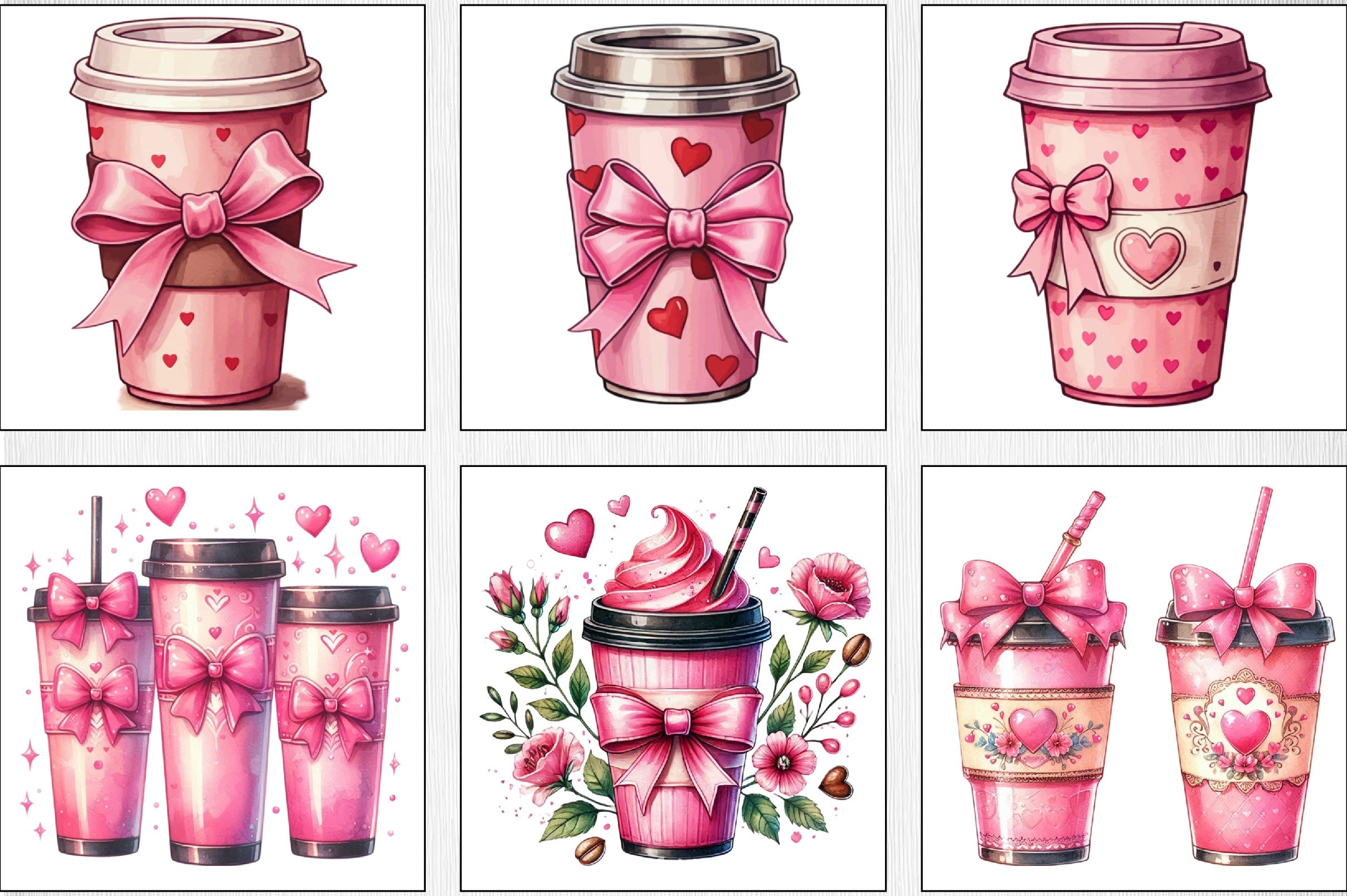Valentine Coffee Cup Clipart Bundle - CraftNest - Digital Crafting and Art