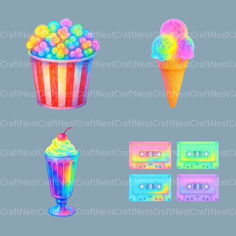 Neon Retro 3 Clipart Bundle - CraftNest - Digital Crafting and Art