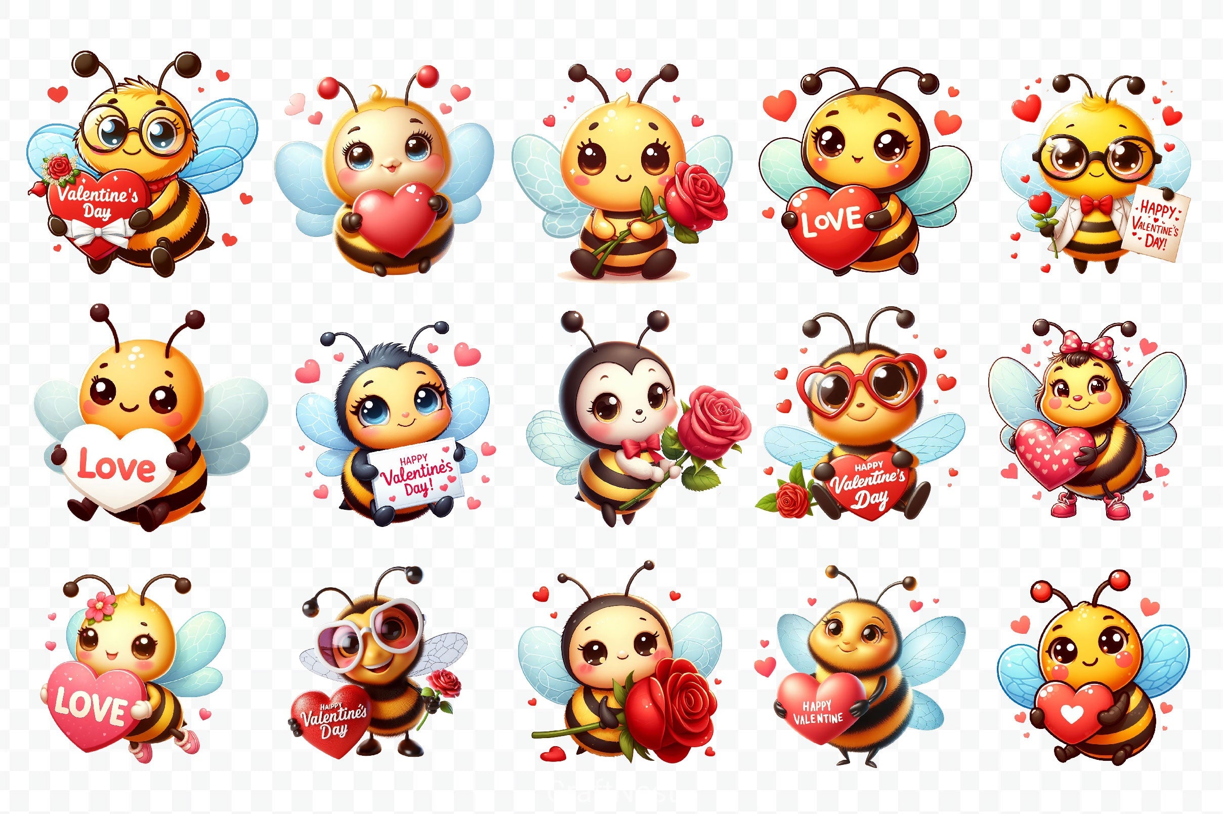 Bee Valentine's Day Clipart Bundle 2 - CraftNest - Digital Crafting and Art