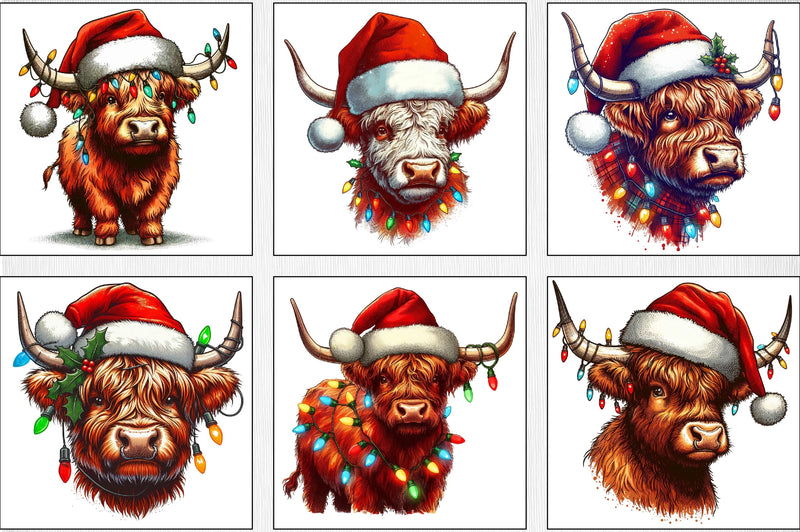 Christmas Highland Cow Clipart Bundle - CraftNest - Digital Crafting and Art