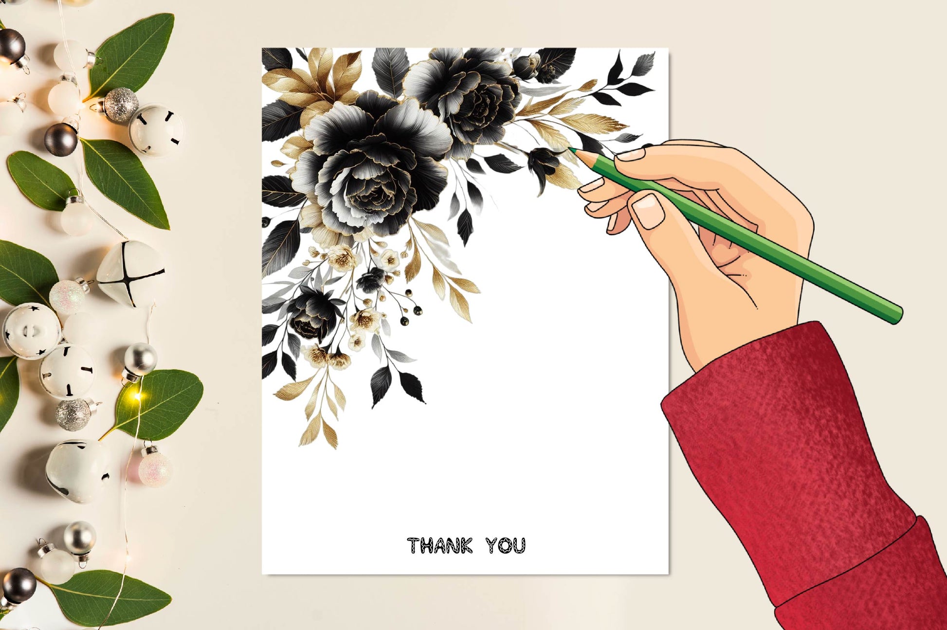 Black White And Gold Flowers Clipart Bundle - CraftNest - Digital Crafting and Art