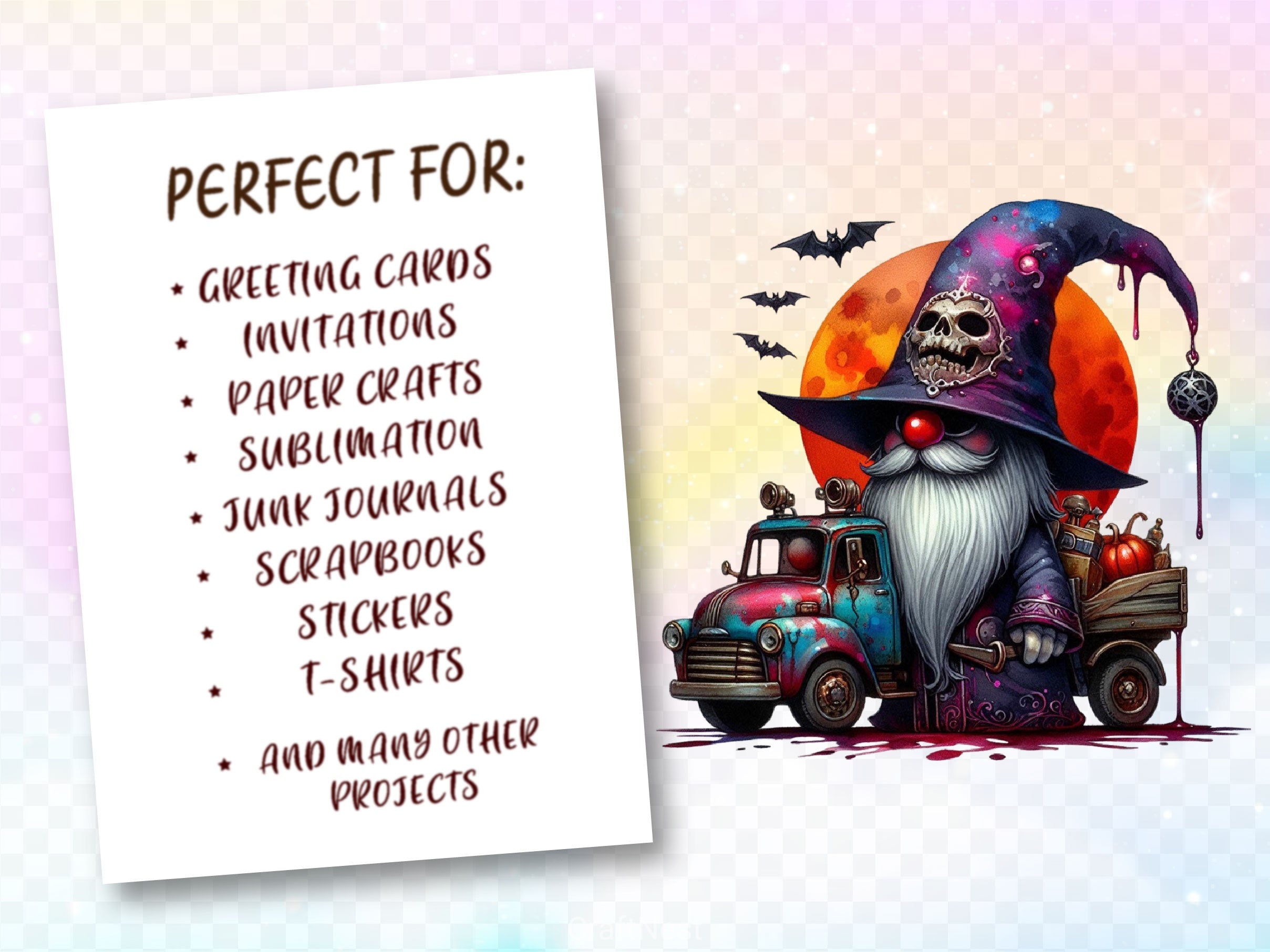 Gothic Halloween Gnome Clipart Bundle 2 - CraftNest - Digital Crafting and Art