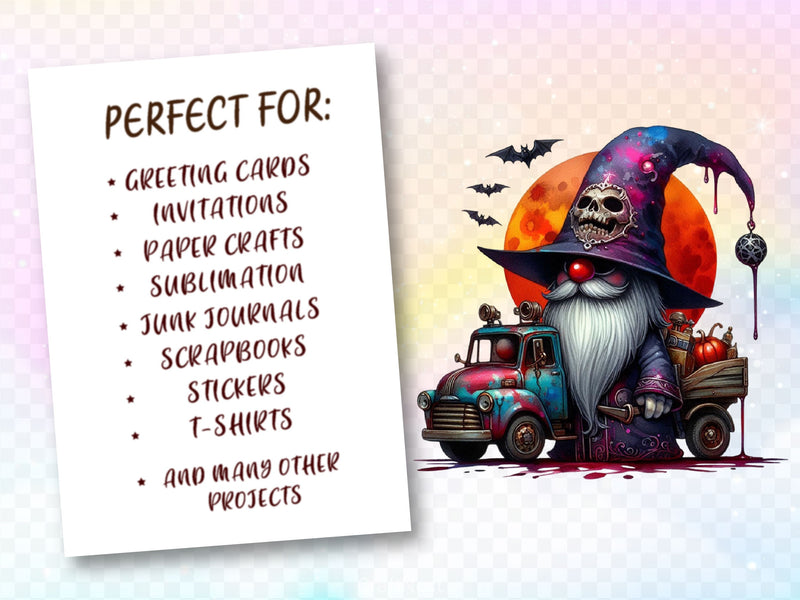 Gothic Halloween Gnome Clipart Bundle 2 - CraftNest - Digital Crafting and Art