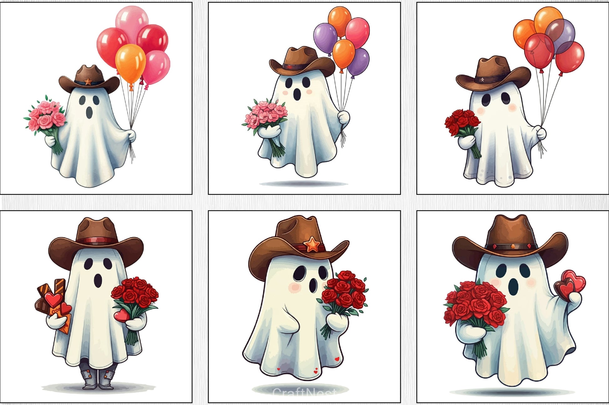 Valentine's Day Ghost Clipart Bundle 2 - CraftNest - Digital Crafting and Art