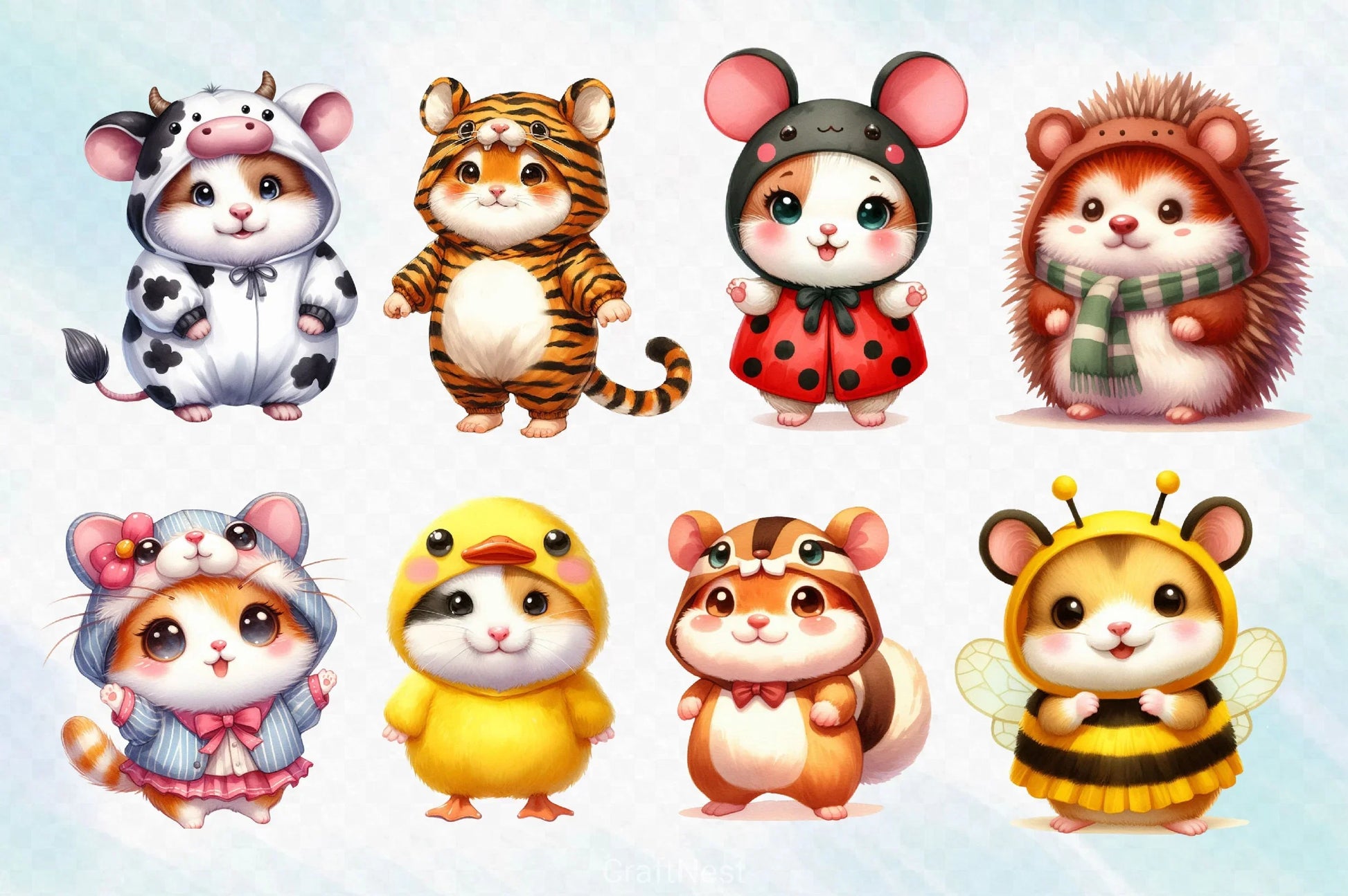 Cute Hamster In Animal Costumes Clipart Bundle - CraftNest - Digital Crafting and Art