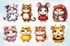 Cute Hamster In Animal Costumes Clipart Bundle - CraftNest - Digital Crafting and Art