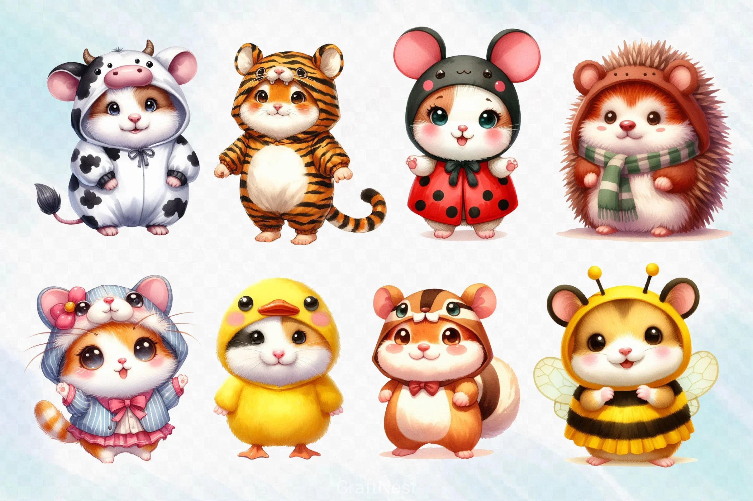 Cute Hamster In Animal Costumes Clipart Bundle - CraftNest - Digital Crafting and Art