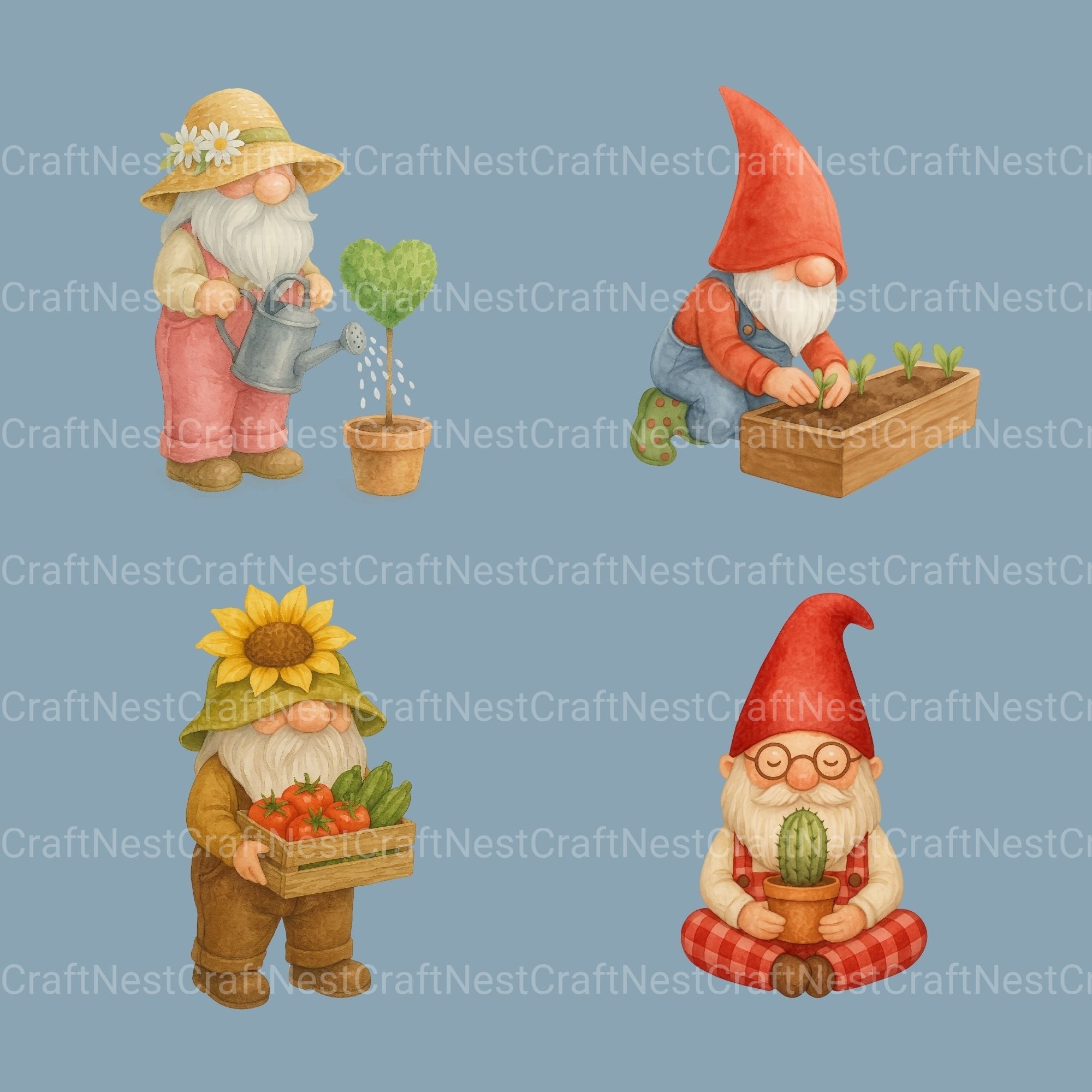 Gnomes Gardening 2 Clipart Bundle - CraftNest - Digital Crafting and Art