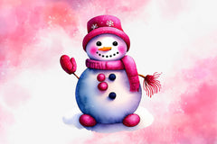 Cute Pink Color Snowman Christmas Clipart Bundle - CraftNest - Digital Crafting and Art