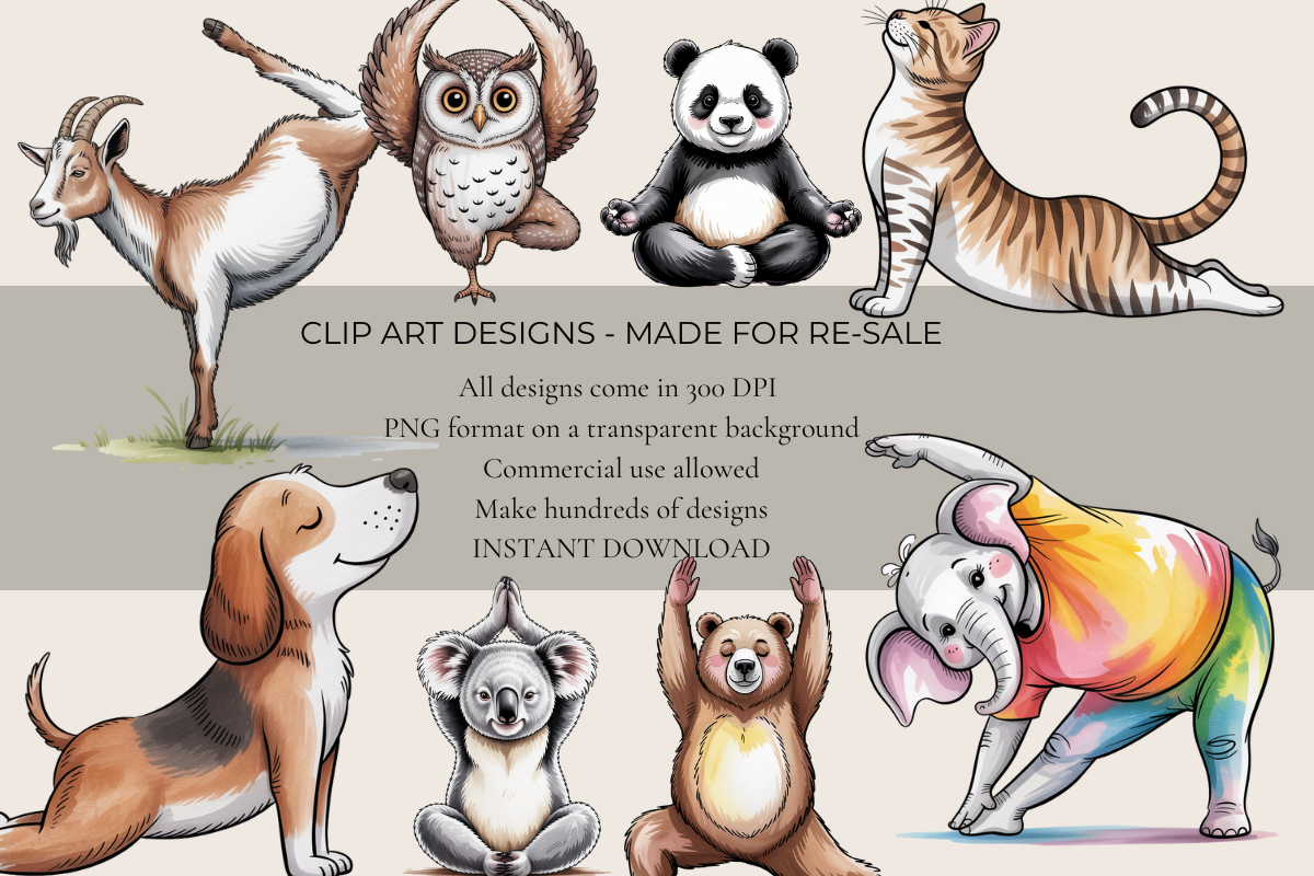 Yoga Animals Clipart
