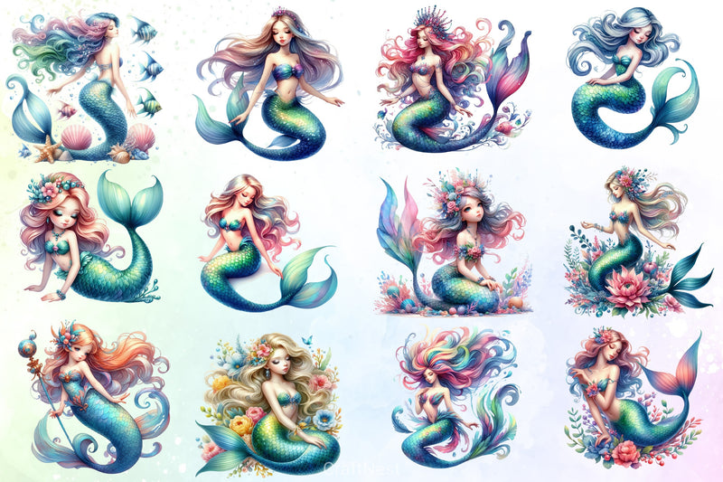 Mermaid Clipart Bundle - CraftNest - Digital Crafting and Art