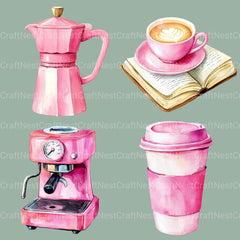 Coffee Pink Clipart Bundle - CraftNest - Digital Crafting and Art