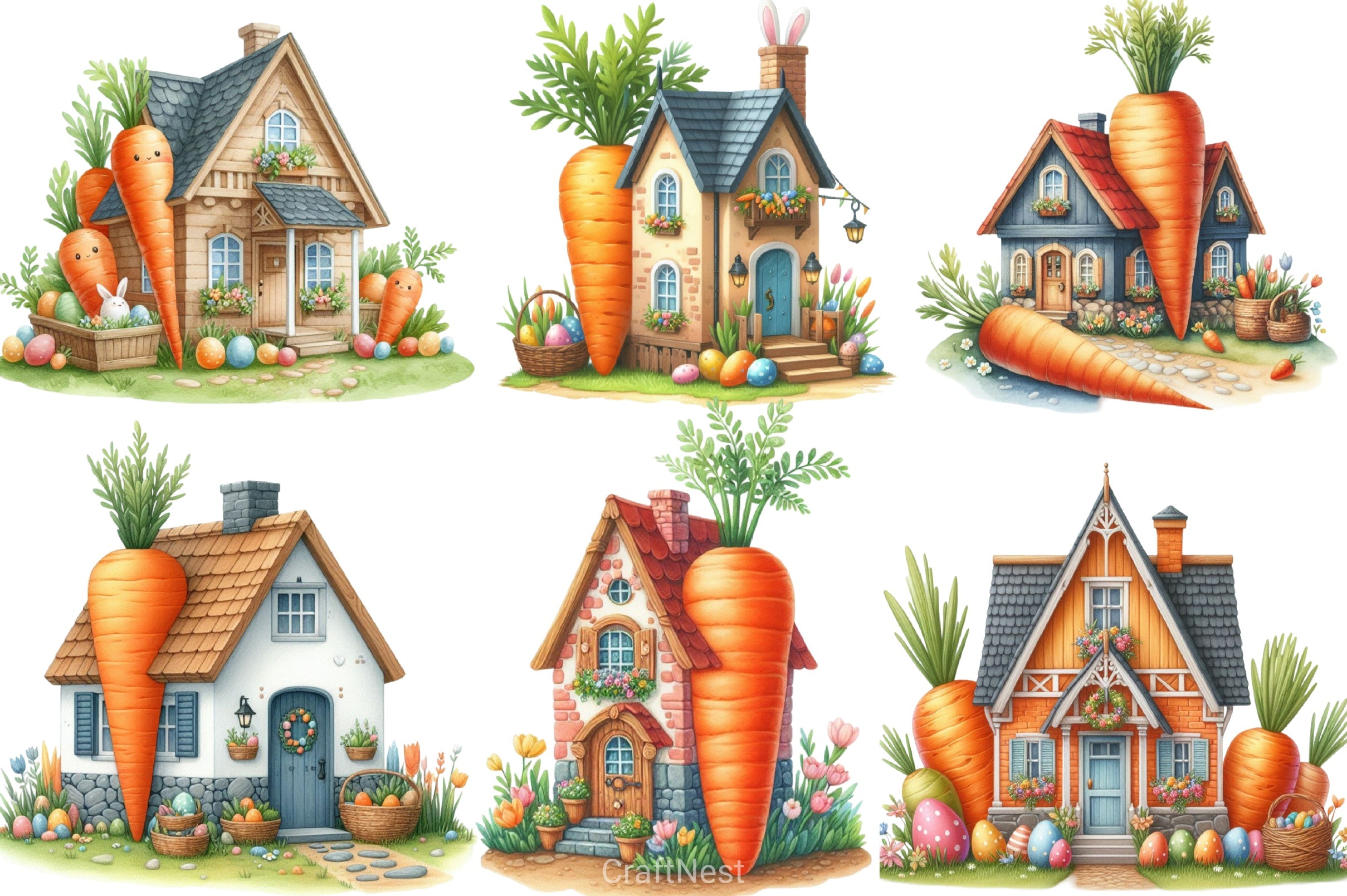 Carrot House Clipart Bundle 1 - CraftNest - Digital Crafting and Art
