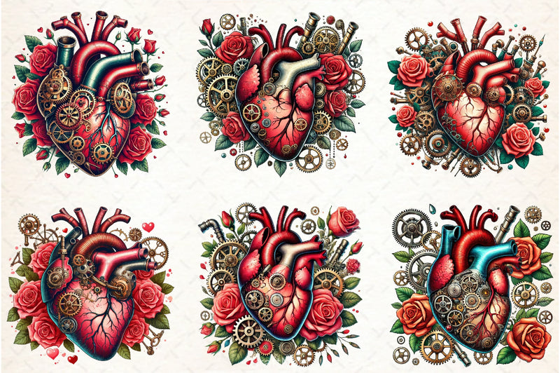 Steampunk Heart Clipart Bundle - CraftNest - Digital Crafting and Art