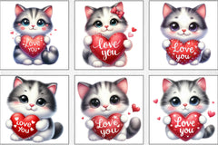 Love You Cat Valentine's Clipart Bundle 5 - CraftNest - Digital Crafting and Art