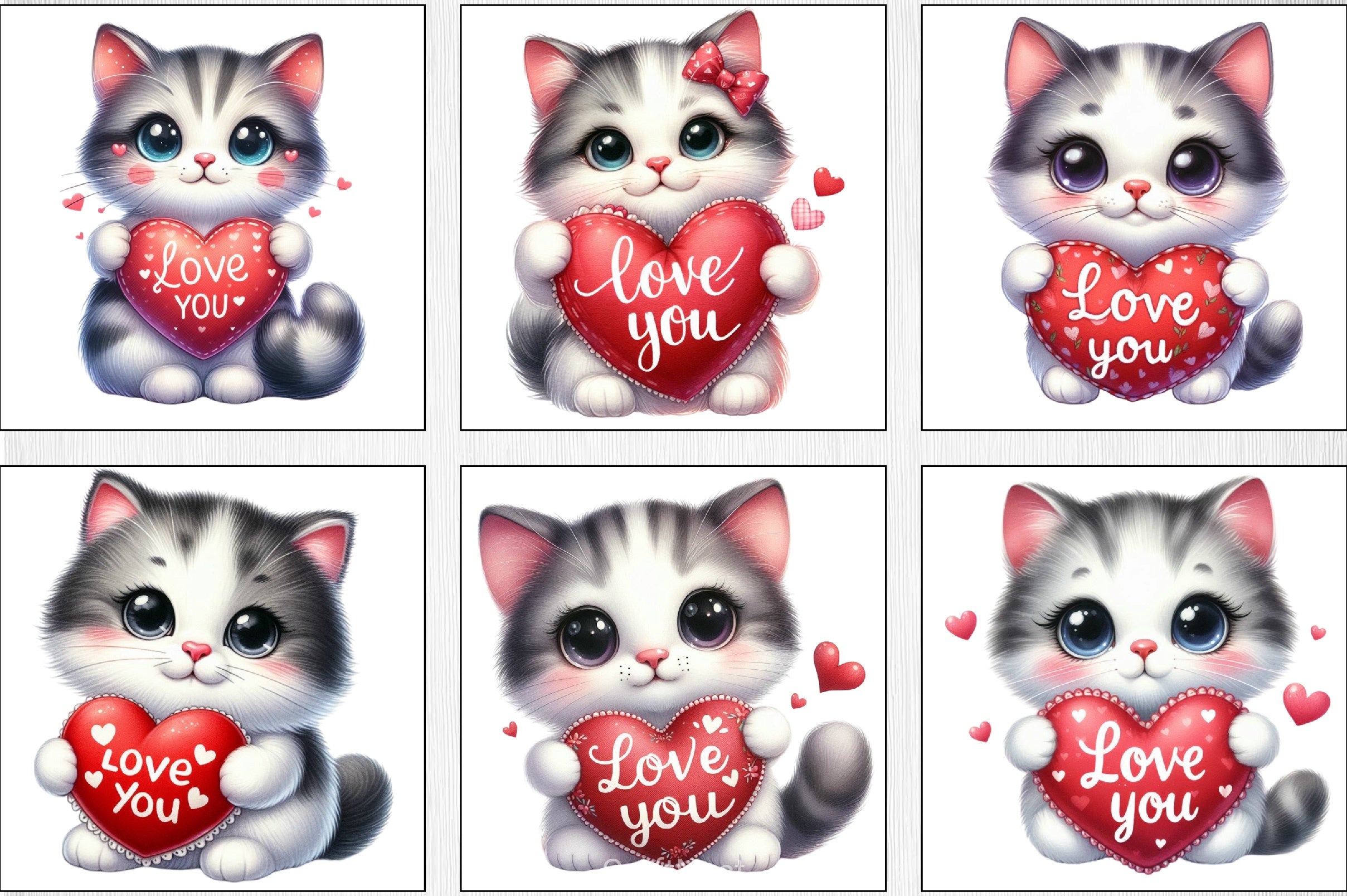 Love You Cat Valentine's Clipart Bundle 5 - CraftNest - Digital Crafting and Art
