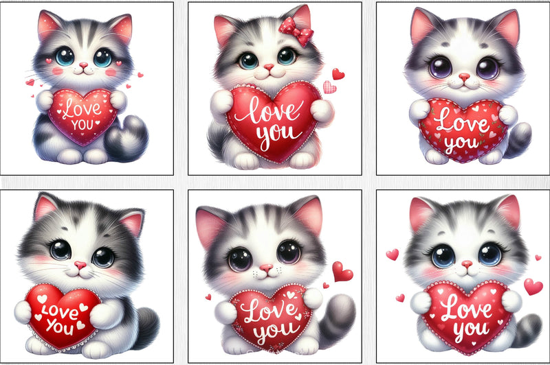 Love You Cat Valentine's Clipart Bundle 5 - CraftNest - Digital Crafting and Art