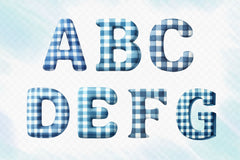 Blue Gingham Alphabet Clipart Bundle - CraftNest - Digital Crafting and Art