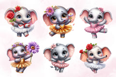 Cute Ballerina Elephant Clipart Bundle - CraftNest - Digital Crafting and Art