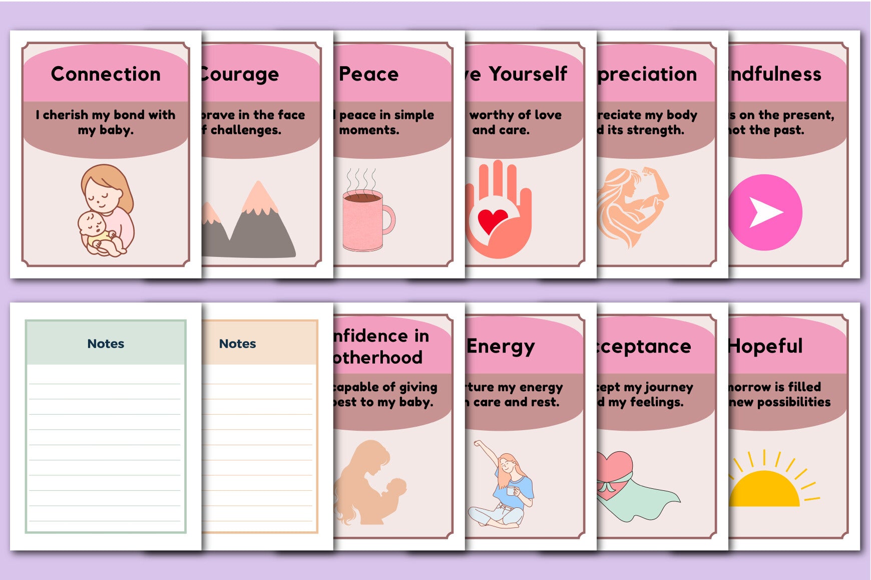 Postpartum Affirmation Cards for New Moms