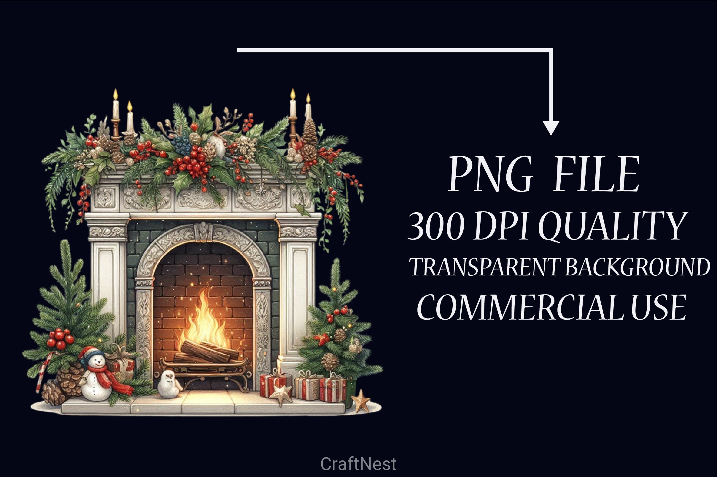 Christmas Fireplace Clipart Bundle 5 - CraftNest - Digital Crafting and Art