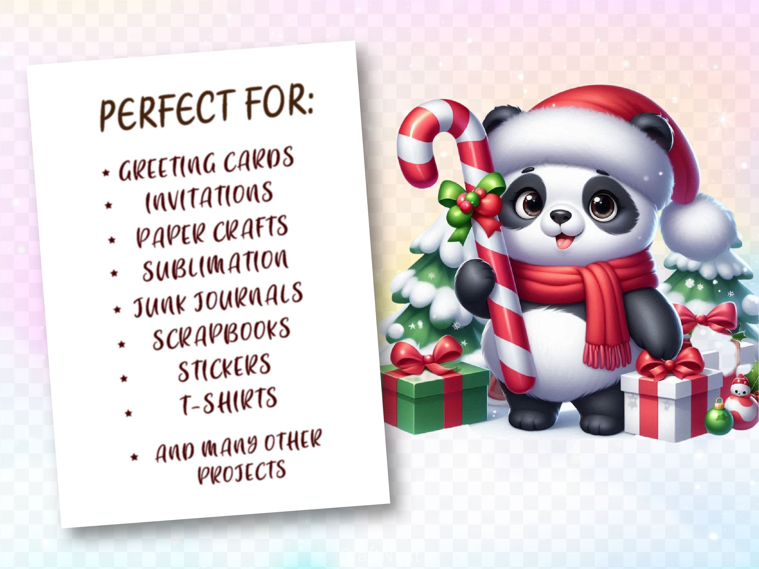 Christmas Panda Clipart Bundle 2 - CraftNest - Digital Crafting and Art