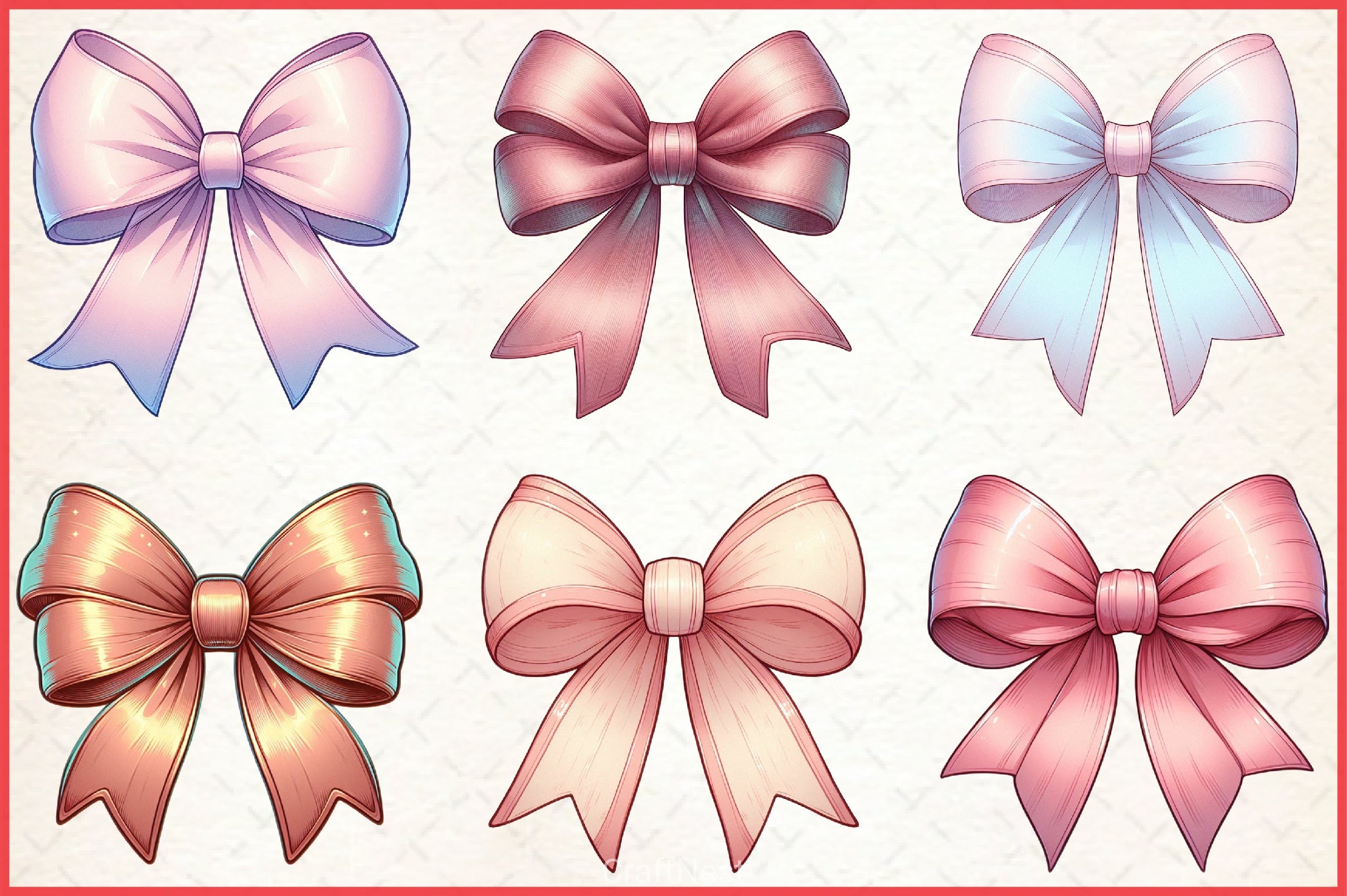 Coquette Bow Clipart Bundle 7 - CraftNest - Digital Crafting and Art