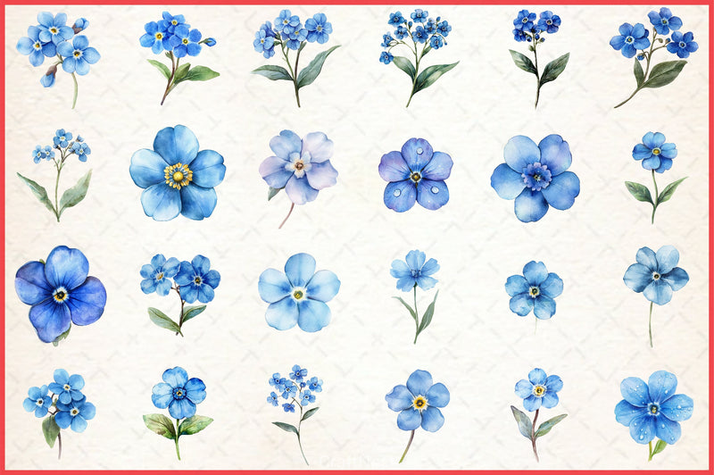 Forget Me Not Clipart Bundle - CraftNest - Digital Crafting and Art