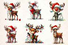 Cute Reindeer Christmas Clipart Bundle 12 - CraftNest - Digital Crafting and Art