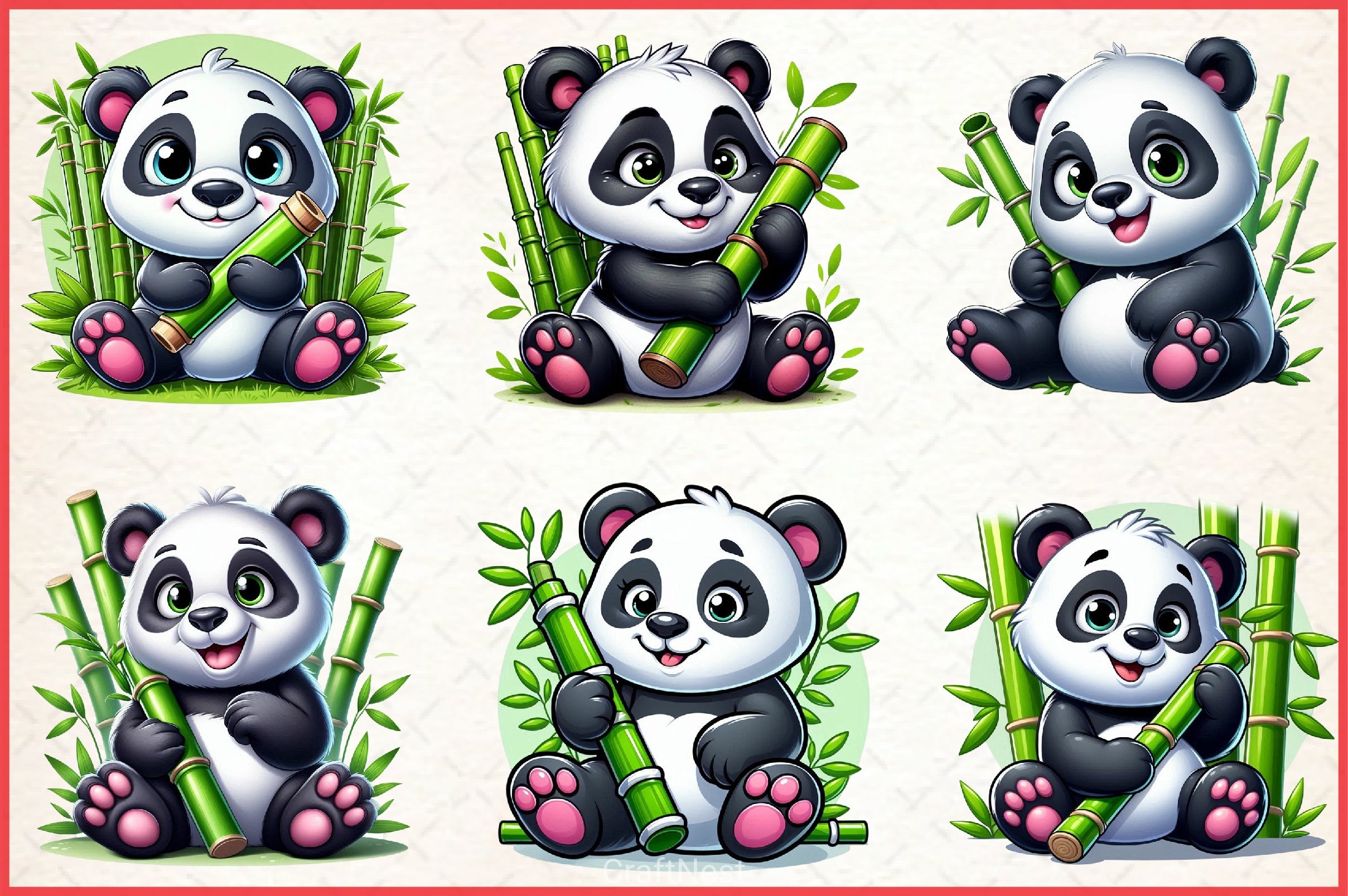 Cute Panda Clipart Bundle - CraftNest - Digital Crafting and Art