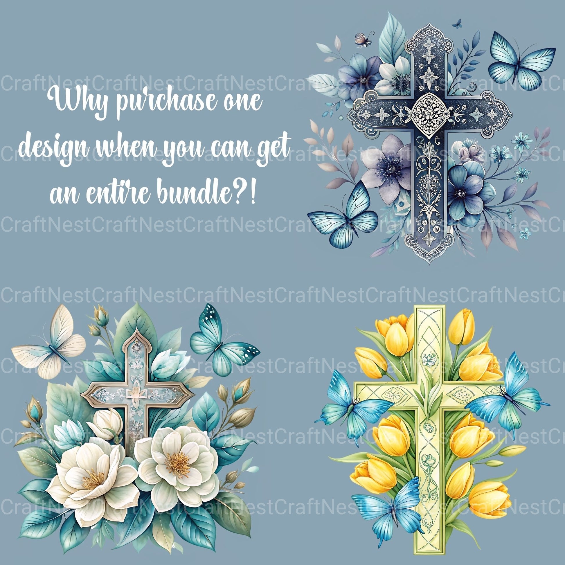 Cross Floral Butterfly Clipart Bundle - CraftNest - Digital Crafting and Art