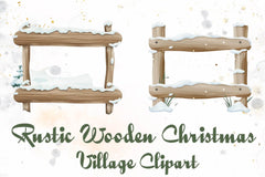Rustic Wooden Christmas Village Clipart Bundle - CraftNest - Digital Crafting and Art