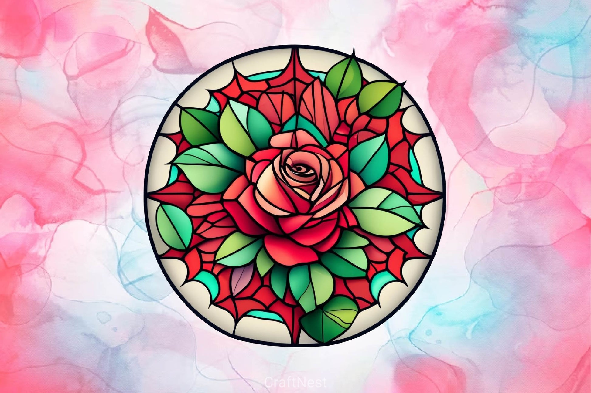 Red Rose Stained Glass Windows Clipart Bundle - CraftNest - Digital Crafting and Art