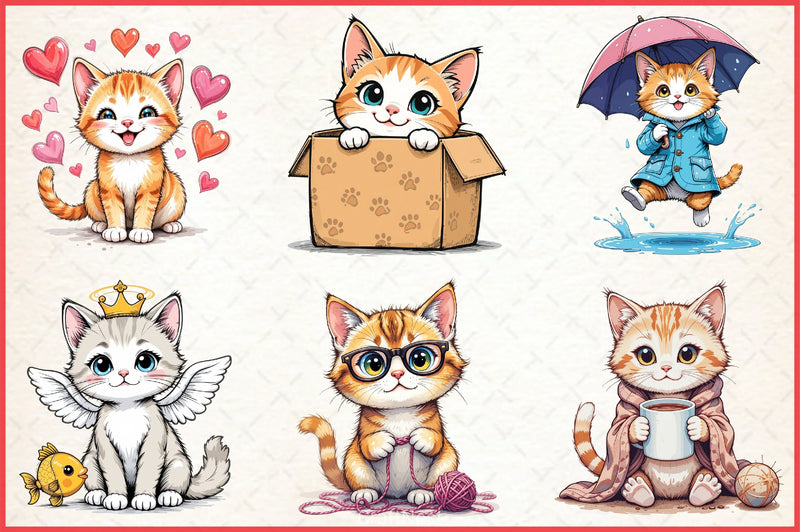 Funny Cats Clipart Bundle - CraftNest - Digital Crafting and Art