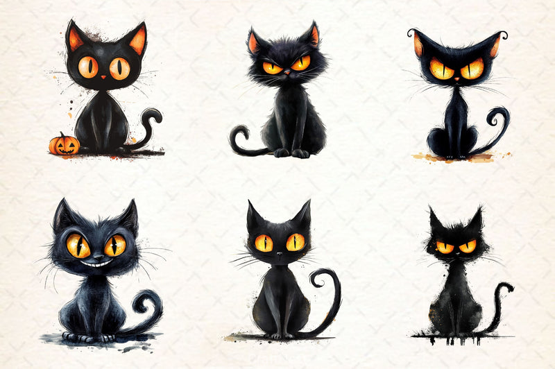 Halloween Black Scary Cat Clipart Bundle - CraftNest - Digital Crafting and Art