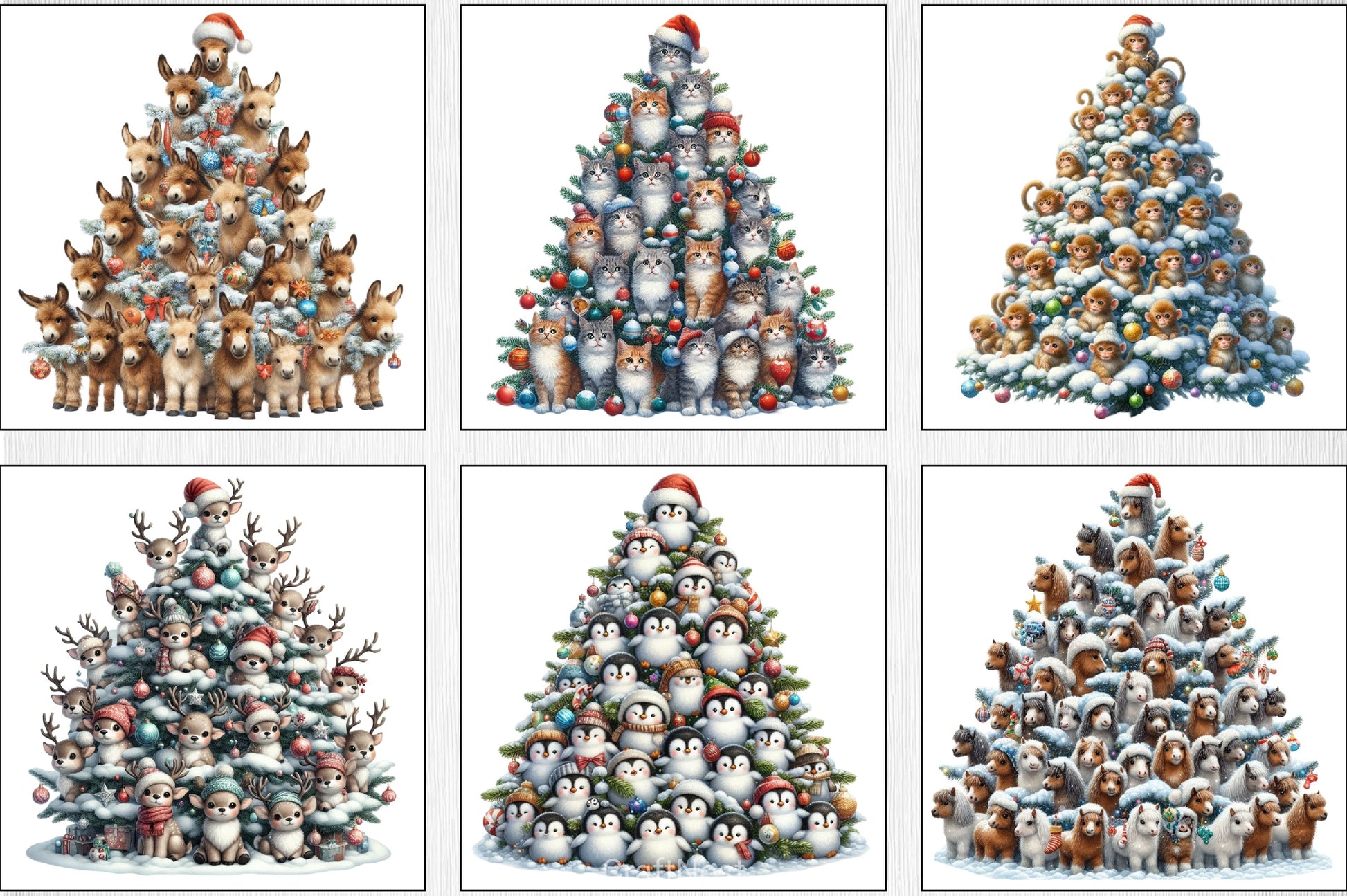 Animal Christmas Tree Clipart Bundle - CraftNest - Digital Crafting and Art