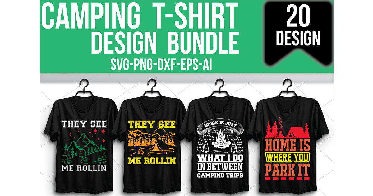 Camping T-Shirt Bundle 1 - CraftNest - Digital Crafting and Art