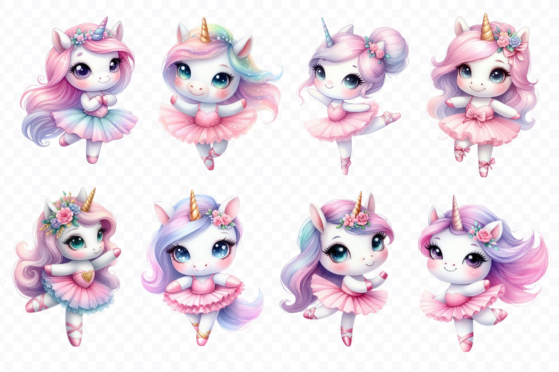 Cute Unicorns Ballet Clipart Bundle - CraftNest - Digital Crafting and Art