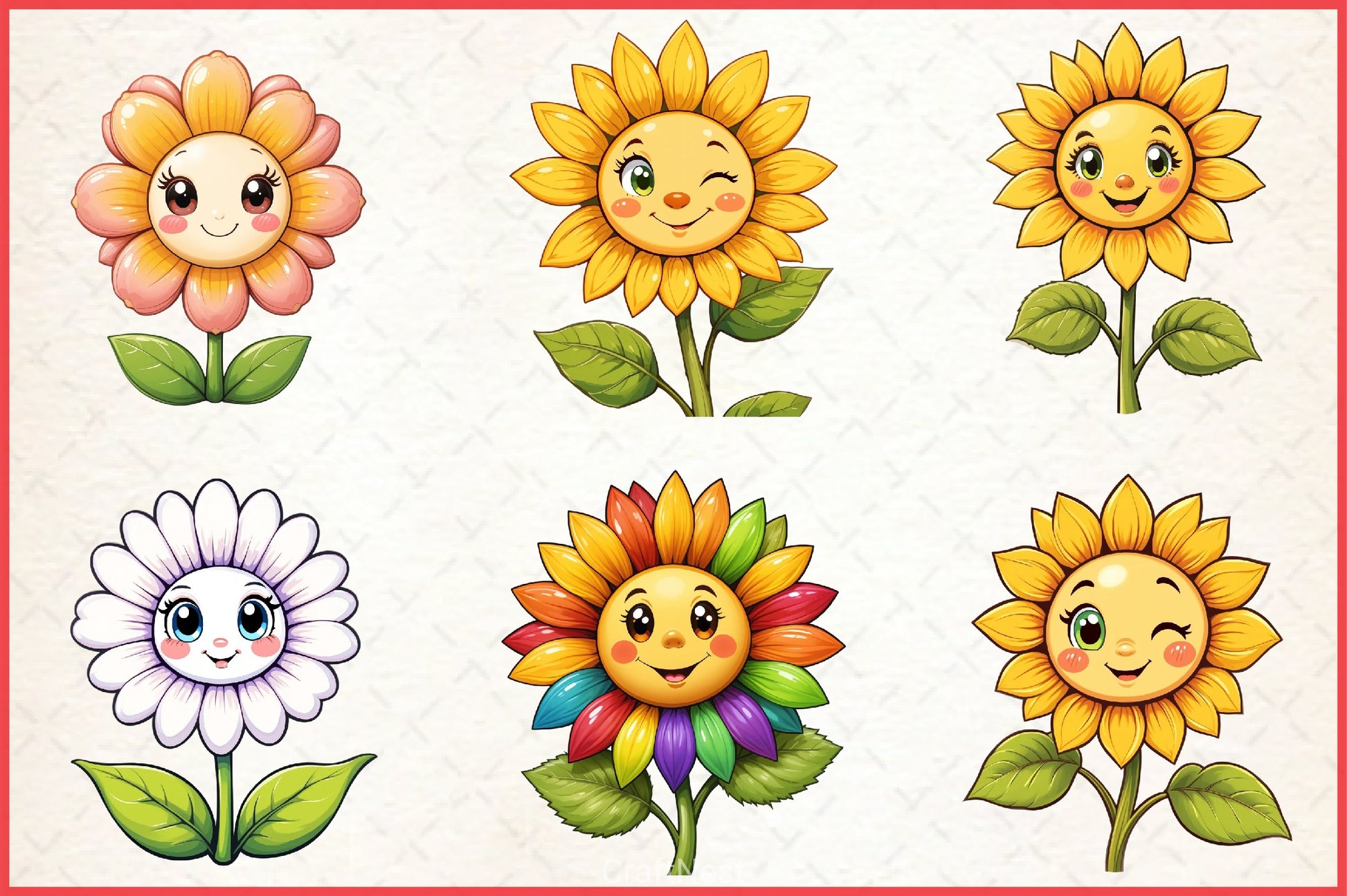 Cute Sunflower Clipart Bundle - CraftNest - Digital Crafting and Art