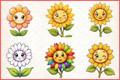 Cute Sunflower Clipart Bundle - CraftNest - Digital Crafting and Art