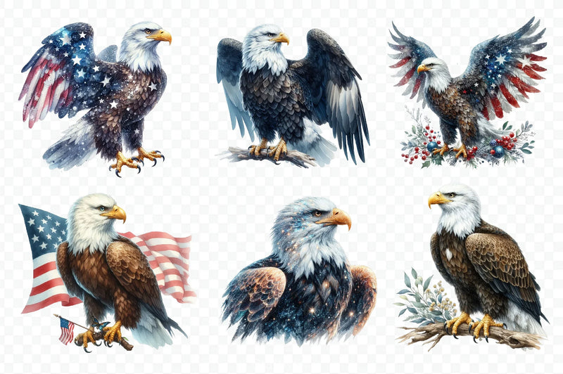 Patriotic Bald Eagle Clipart Bundle 6 - CraftNest - Digital Crafting and Art