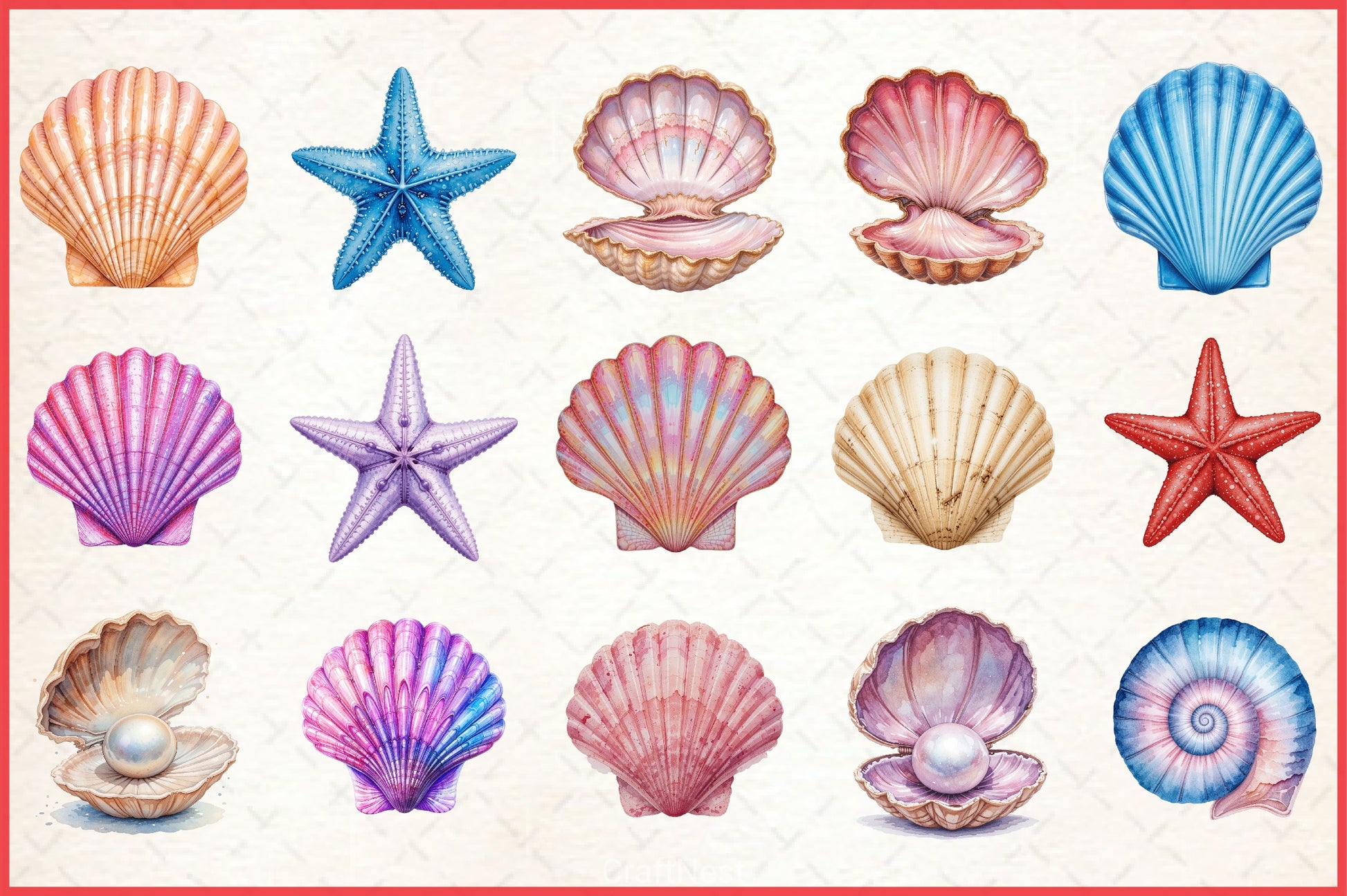 Summer Seashell Clipart Bundle 3 - CraftNest - Digital Crafting and Art