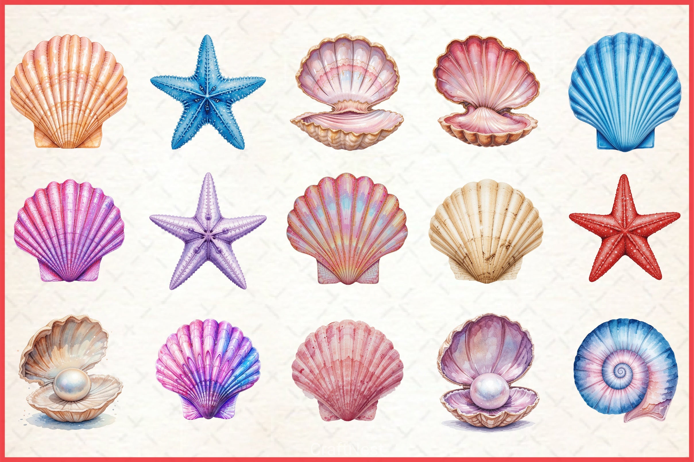 Summer Seashell Clipart Bundle 3 - CraftNest - Digital Crafting and Art