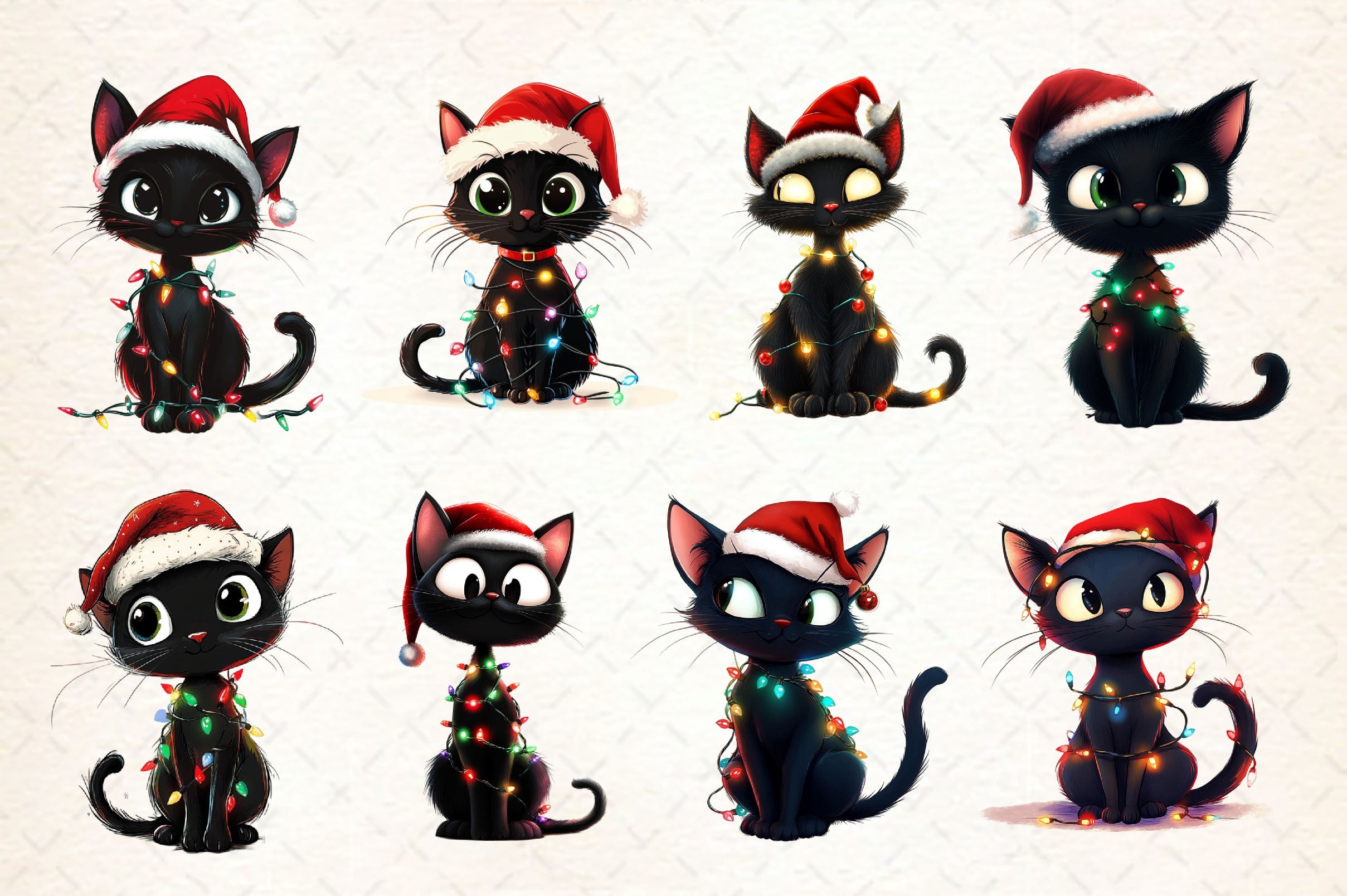 Funny Christmas Black Cat Clipart Bundle 6 - CraftNest - Digital Crafting and Art