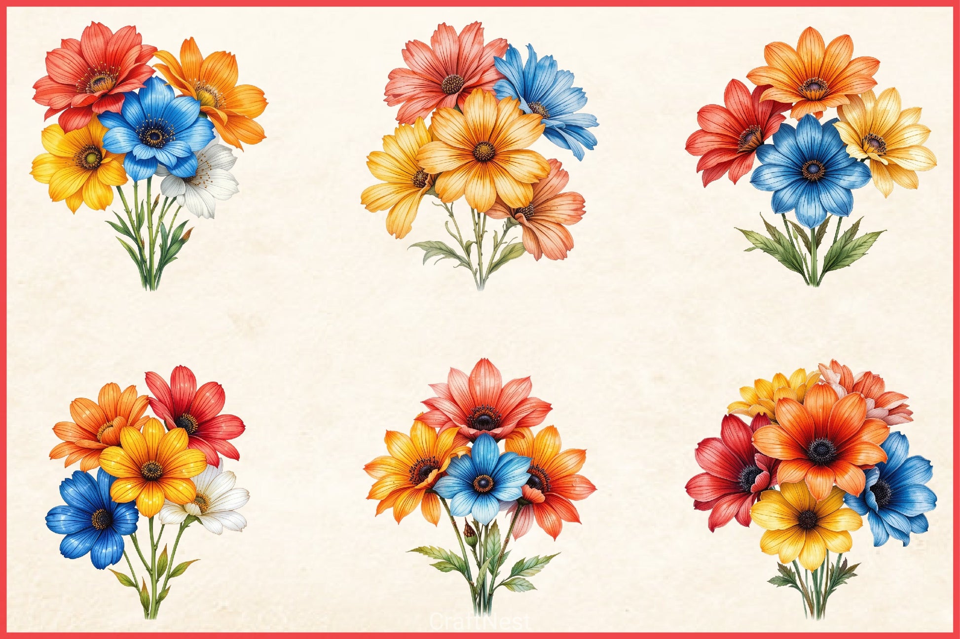 Wildflower Bouquet Clipart Bundle - CraftNest - Digital Crafting and Art