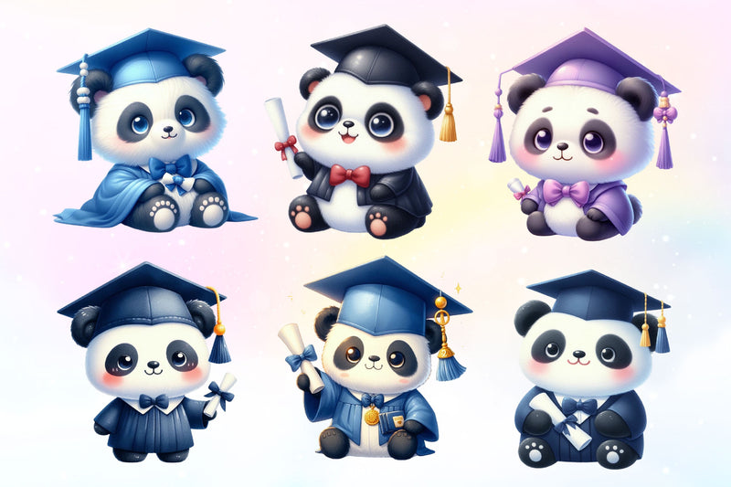 Graduation Panda Clipart Bundle - CraftNest - Digital Crafting and Art
