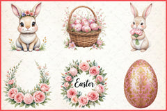 Vintage Dusty Rose Easter Clipart Bundle - CraftNest - Digital Crafting and Art