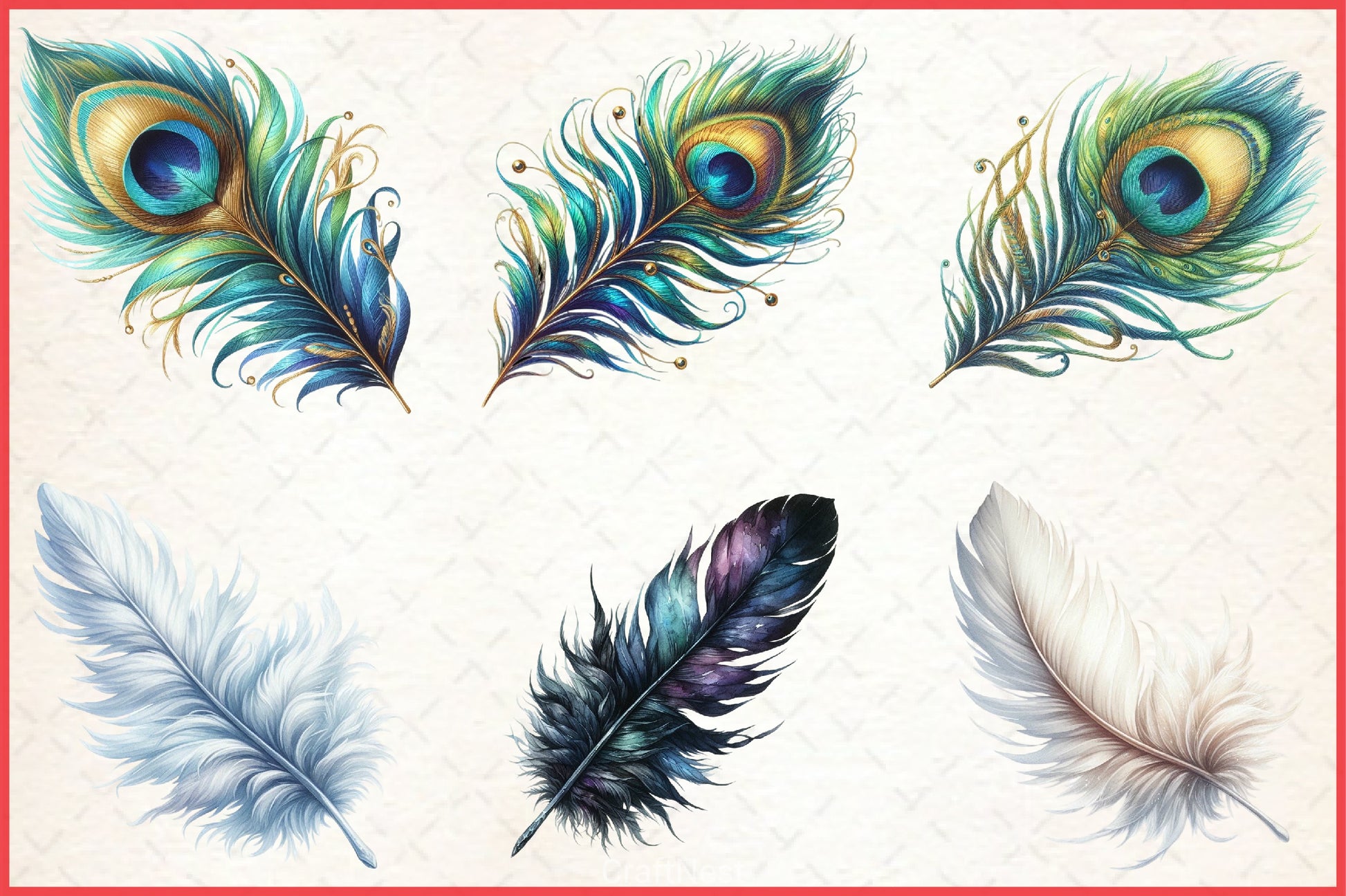 Feathers Clipart Bundle - CraftNest - Digital Crafting and Art