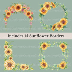 Sunflower Borders Clipart Bundle - CraftNest - Digital Crafting and Art