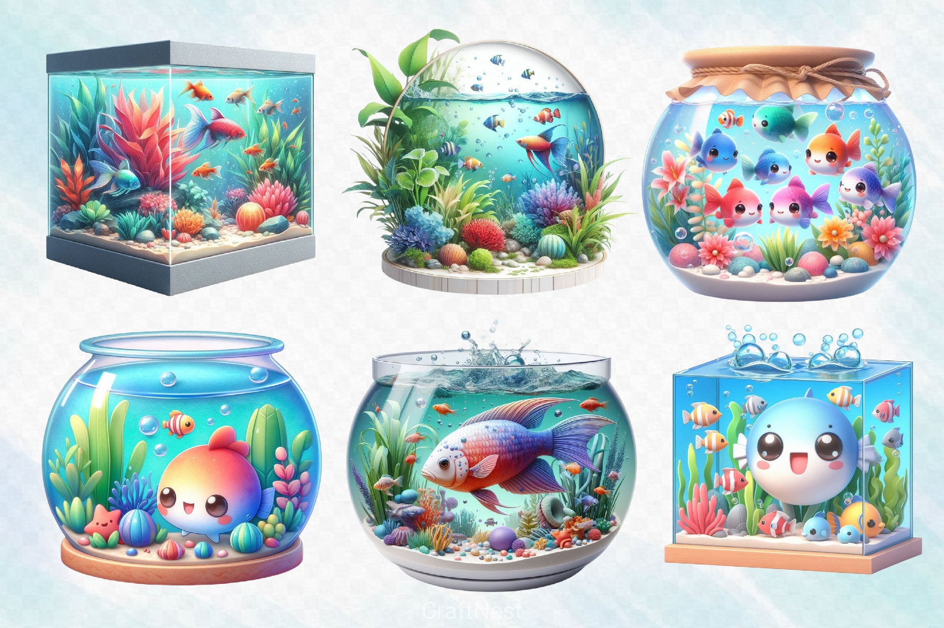 Fish Aquarium Clipart Bundle - CraftNest - Digital Crafting and Art